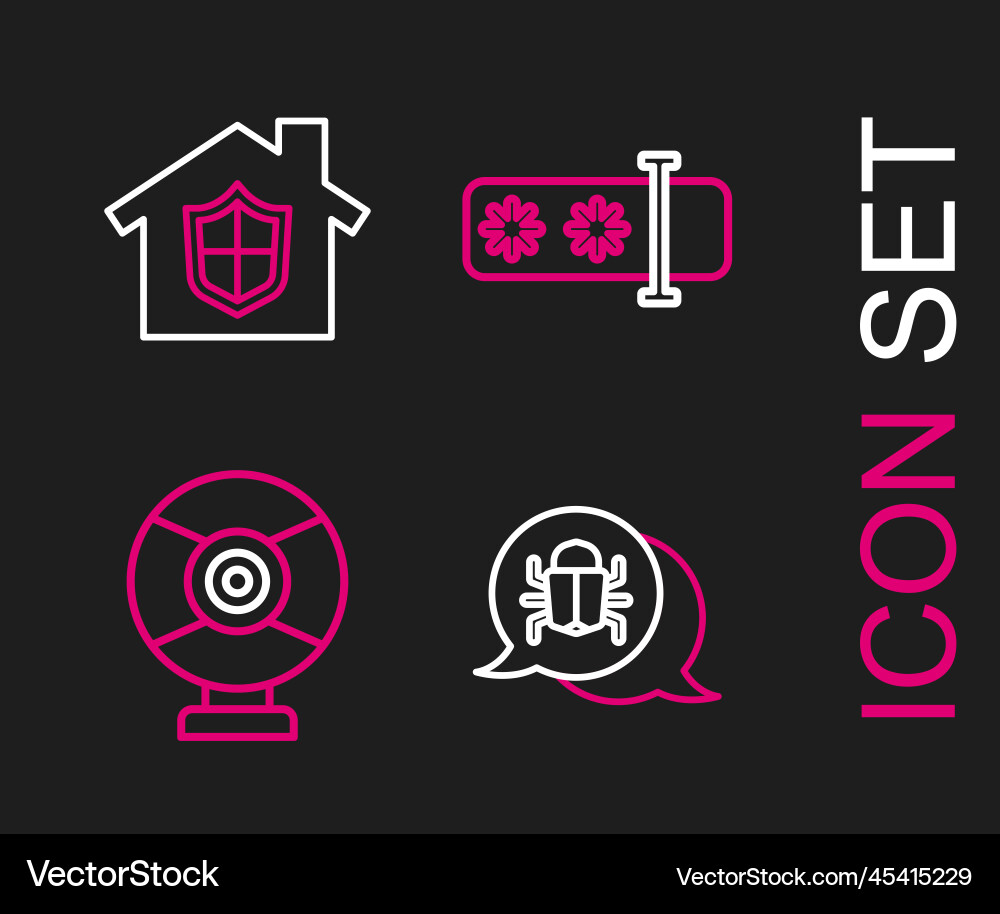 Set line system bug security camera password Set line system bug security camera password vector image