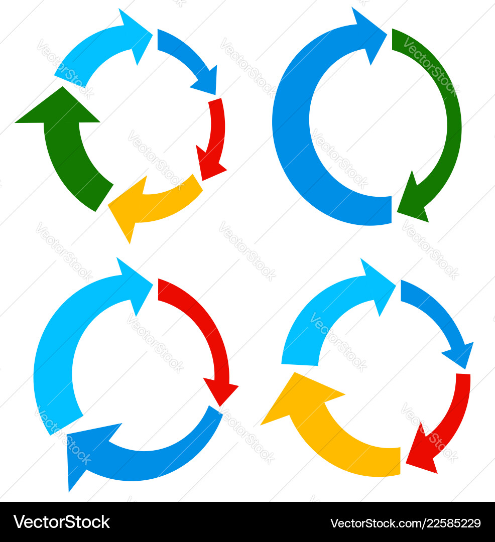 Set of 4 version circular arrow circle Set of 4 version circular arrow circle Vector Image