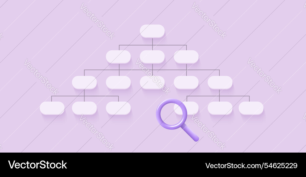Sitemap 3d icon with magnifier flowchart ui ux Sitemap 3d icon with magnifier flowchart ui ux vector image