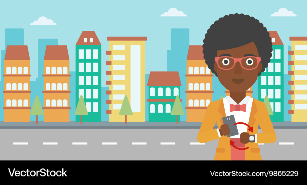 Synchronization between smartwatch and smartphone vector image
