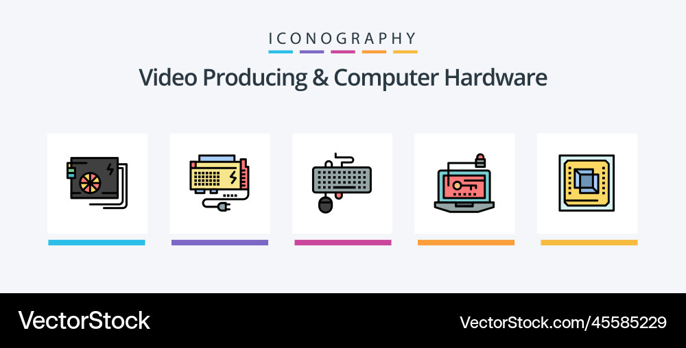 Video producing and computer hardware line filled vector image