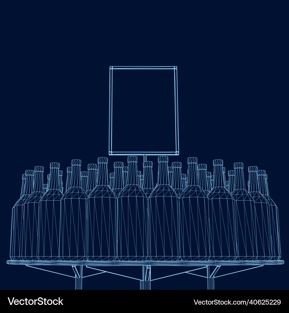 Wireframe of a circular counter with many bottles vector image