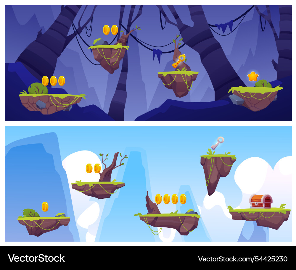A set of two with game scenes Vector Image