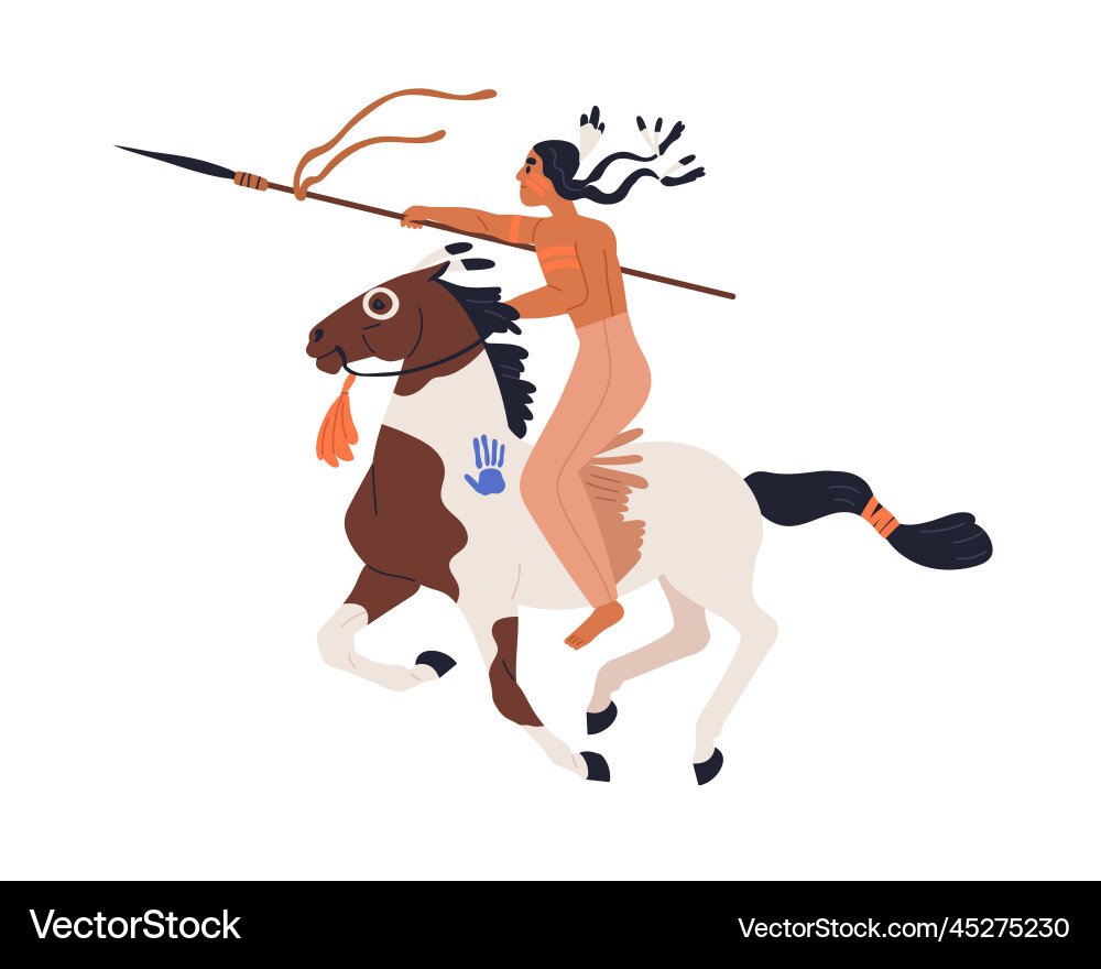 Apache Tribal Warrior on Horse Vector Image
