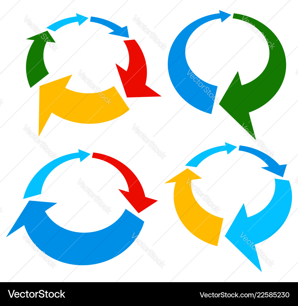 Circular Arrow Set - Four Variations Vector Image
