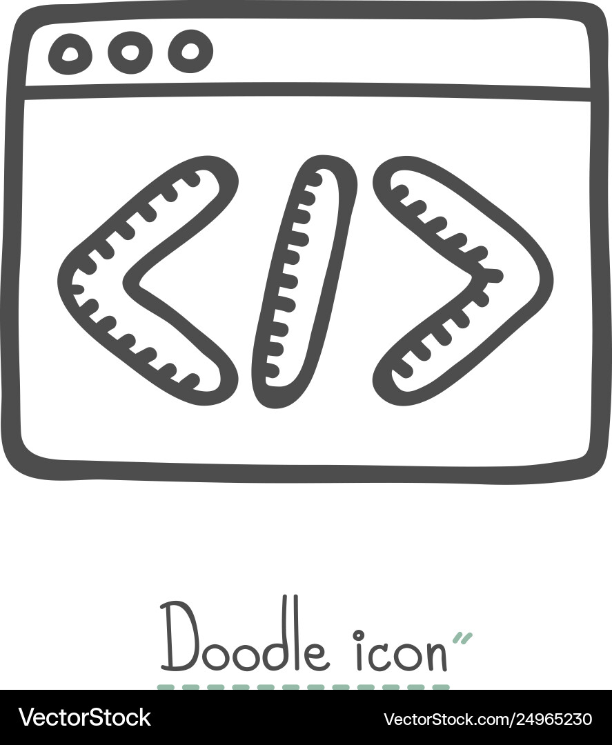Coding Doodle Icon - App Development vector image
