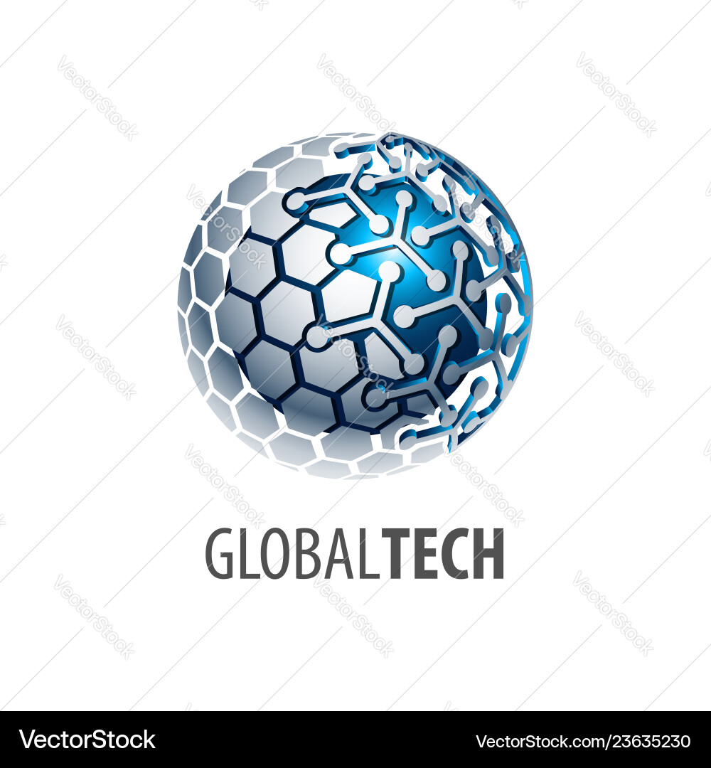Digital sphere global link technology logo Vector Image