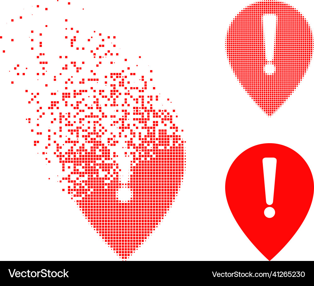 Dissipated dot and original notice map pointer Dissipated dot and original notice map pointer Vector Image