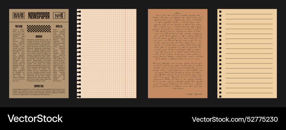 Lined and squared sheets from notebook old Lined and squared sheets from notebook old vector image