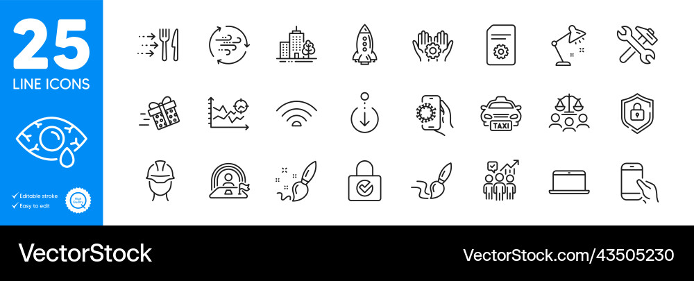 Outline icons set scroll down file settings Outline icons set scroll down file settings Vector Image