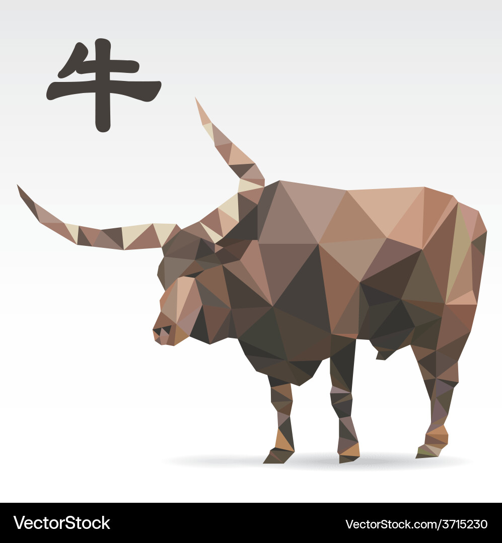 Ox Polygon Origami Zodiac Symbol Vector Image