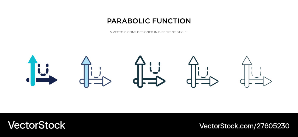 Parabolic function icon in different style two vector image
