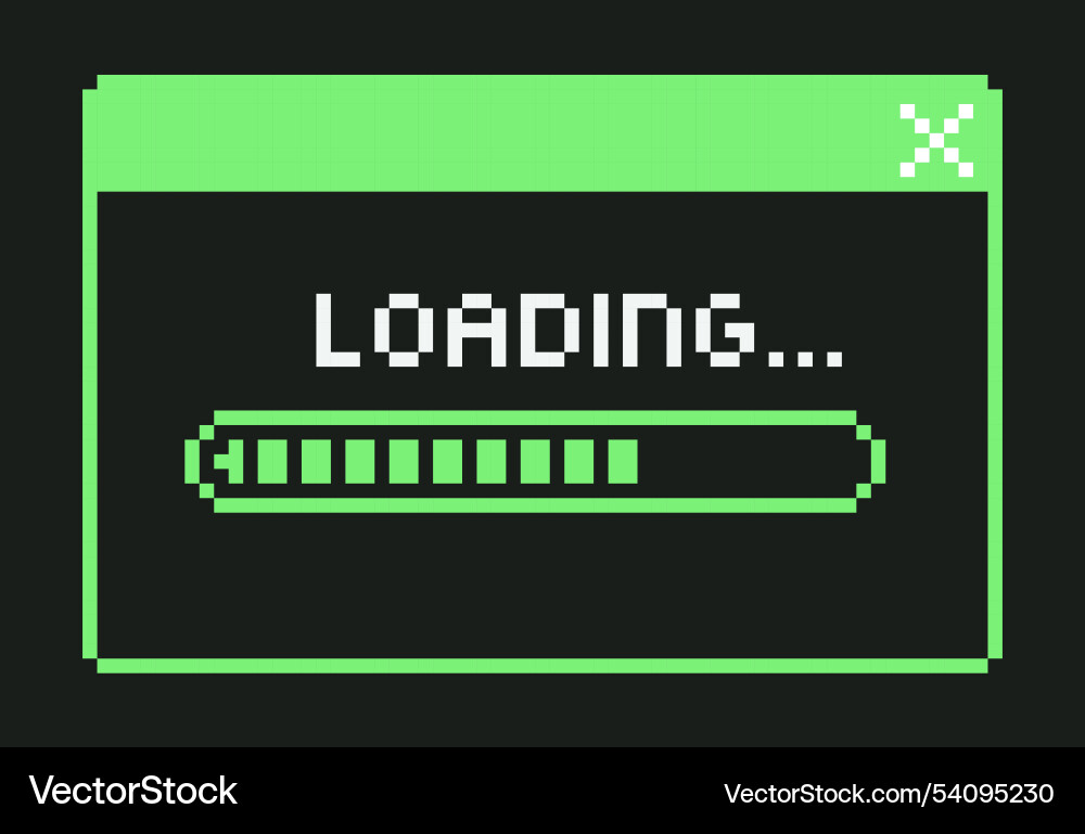 Pixel art retro loading bar computer window Vector Image