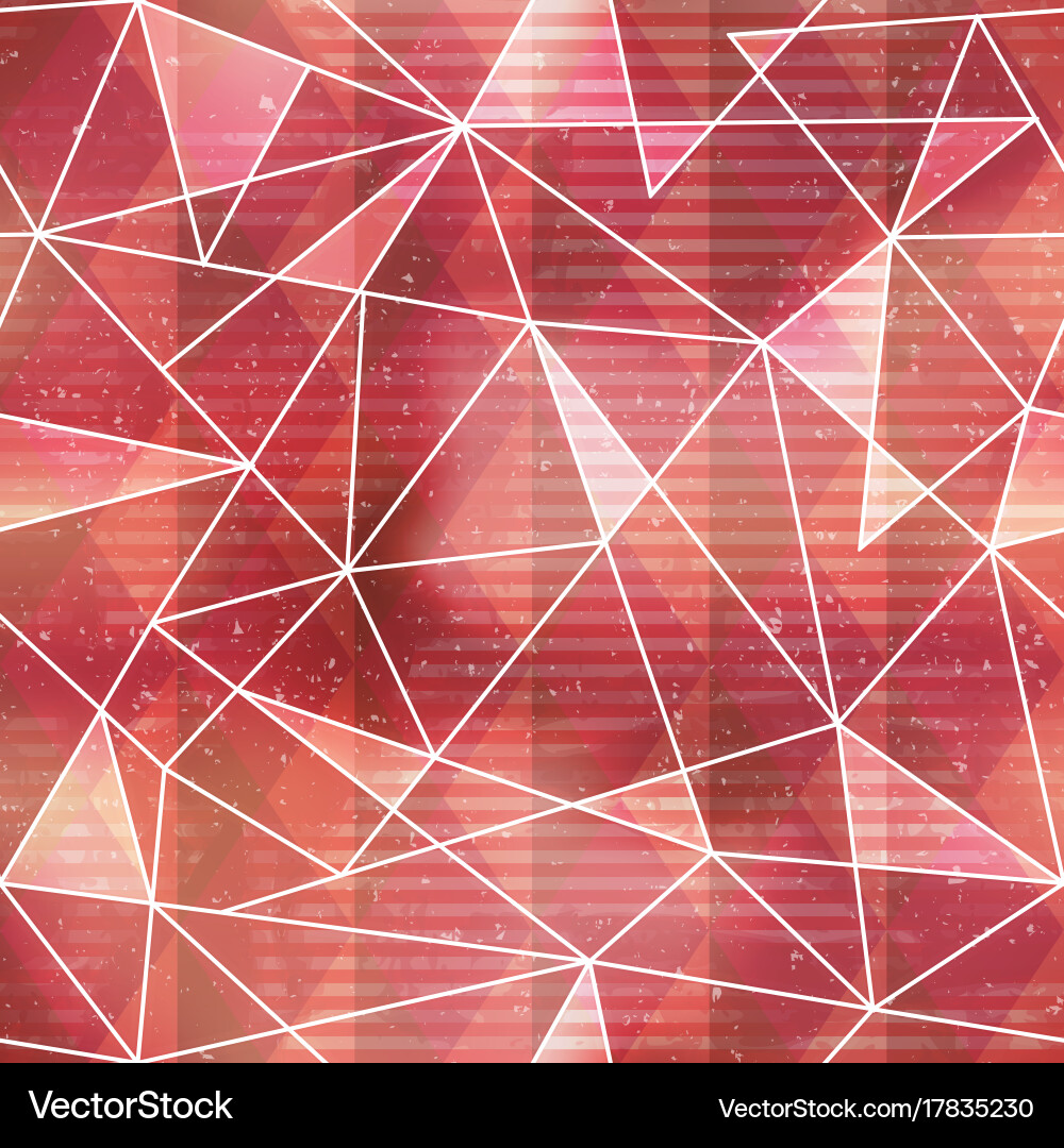 Red triangle seamless pattern with grunge effect vector image