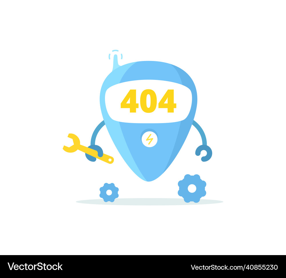 Robot character failure error page not found Vector Image
