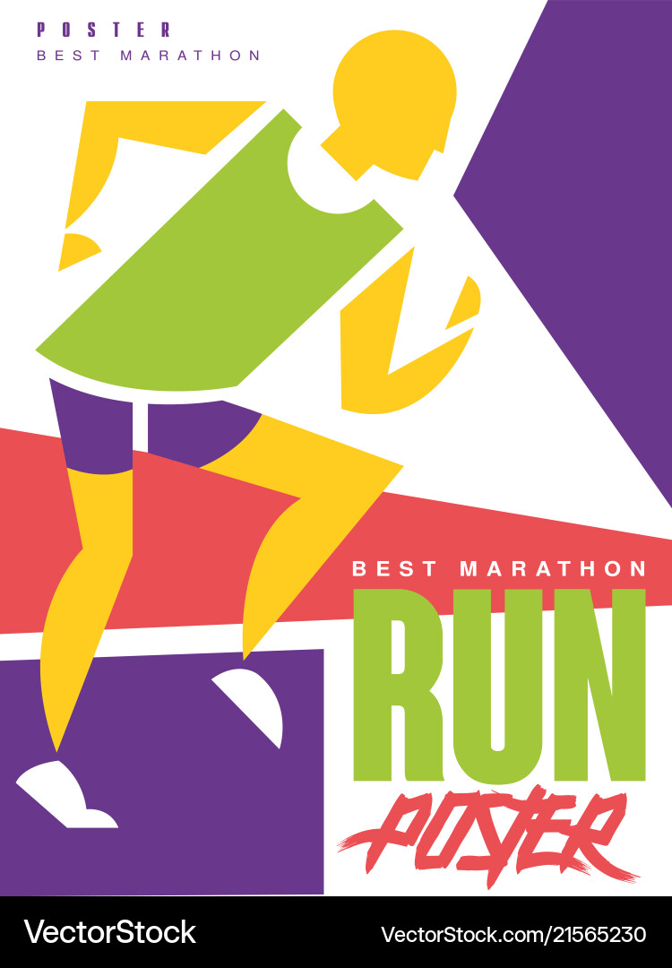 Run best marathon colorful poster template Run best marathon colorful poster template vector image