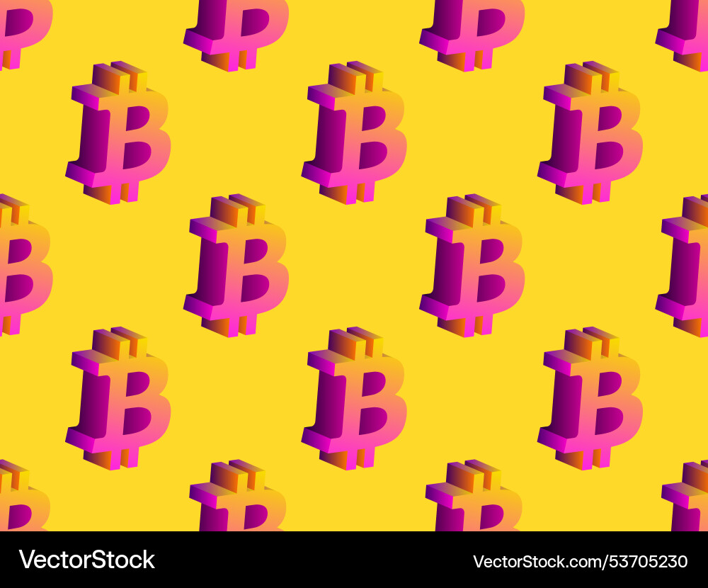 Seamless pattern with bitcoin symbol in 3d style Seamless pattern with bitcoin symbol in 3d style vector image