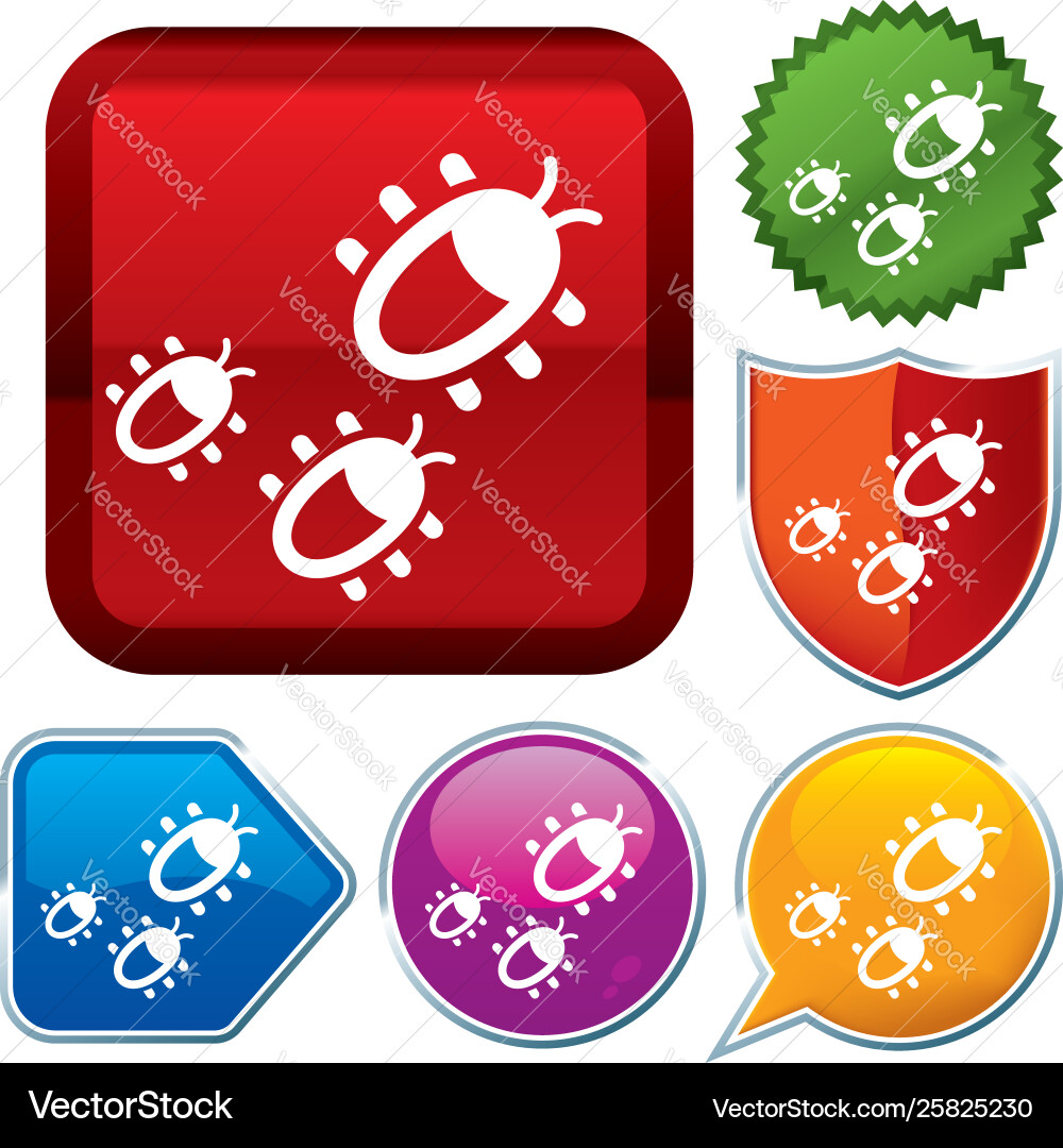 Set shiny icon series on buttons bugs Vector Image
