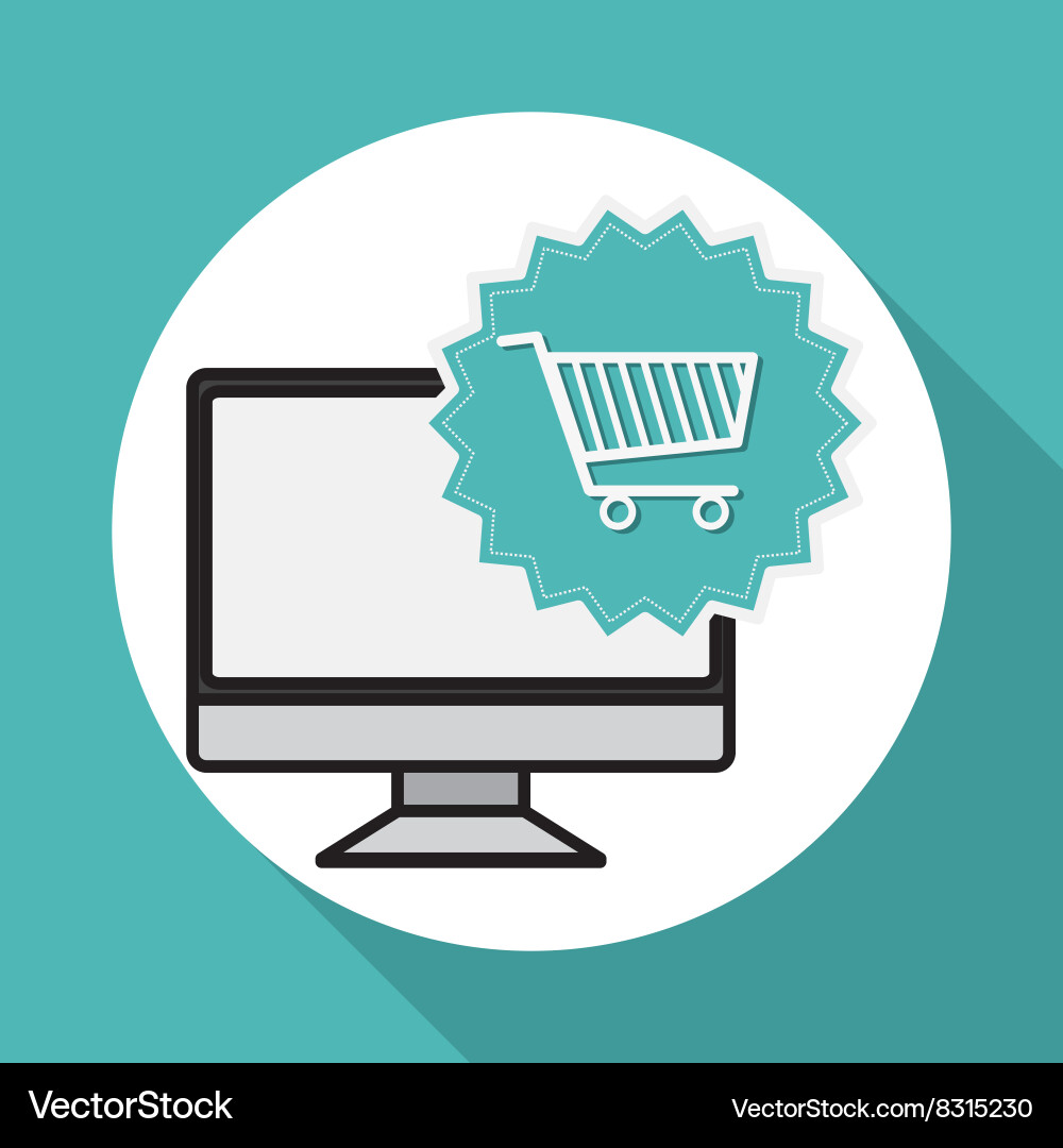 Shopping cart and computer design Vector Image