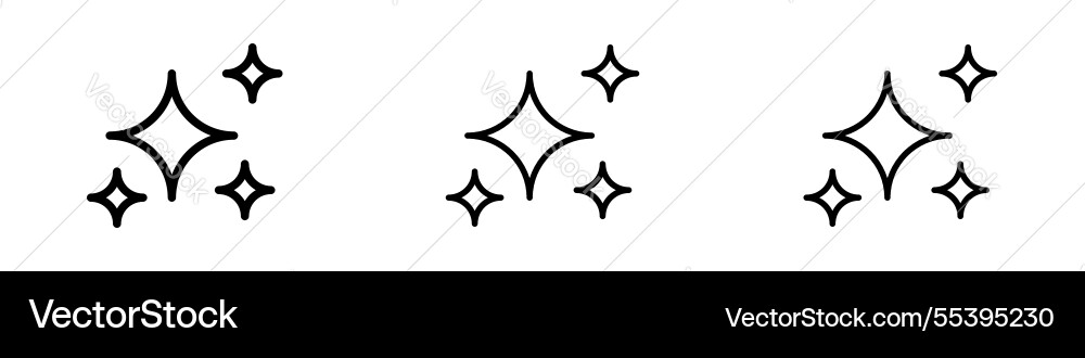 Sparkles icons in three different stroke lines Sparkles icons in three different stroke lines Vector Image