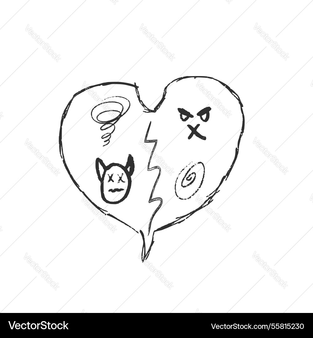Speech bubble in heart shape with abstract sign Vector Image