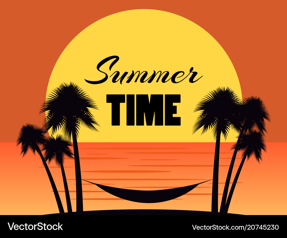 Sunset Hammock Palm Trees vector image