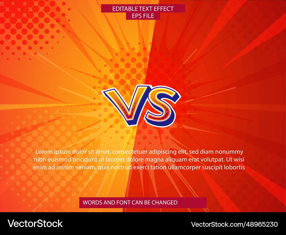 Vs text effect font editable typography 3d Vs text effect font editable typography 3d Vector Image