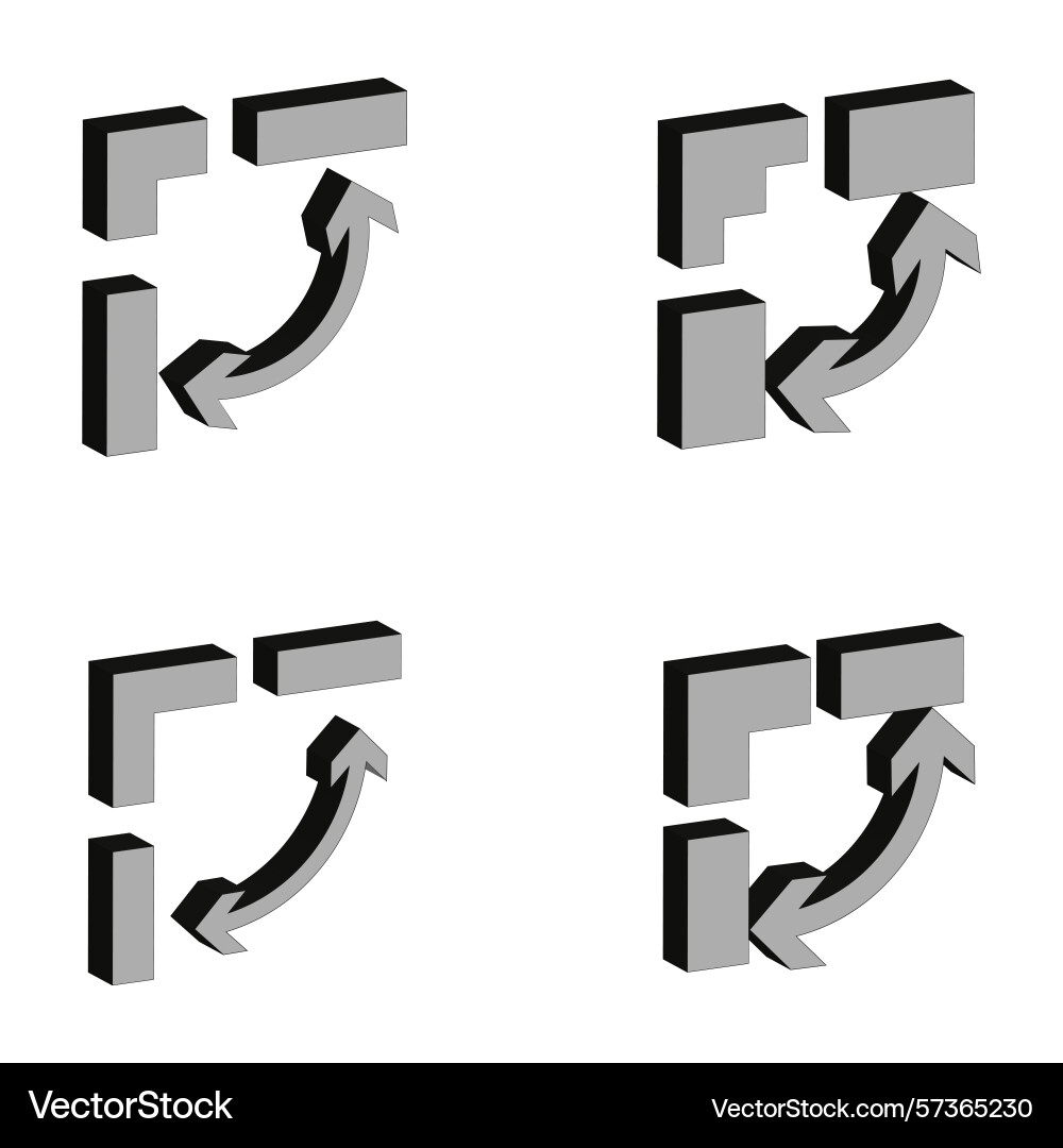 Zoom arrow icons expand rotate symbols resizing Zoom arrow icons expand rotate symbols resizing vector image