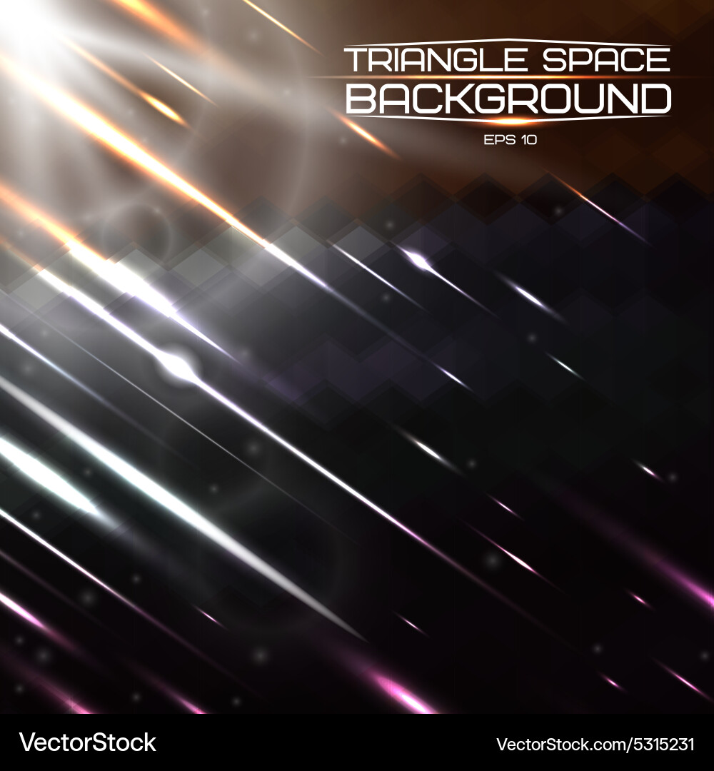 Abstract triangle space background with bright Vector Image