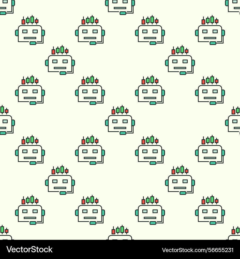 Ai trading bot head colored seamless pattern Ai trading bot head colored seamless pattern vector image