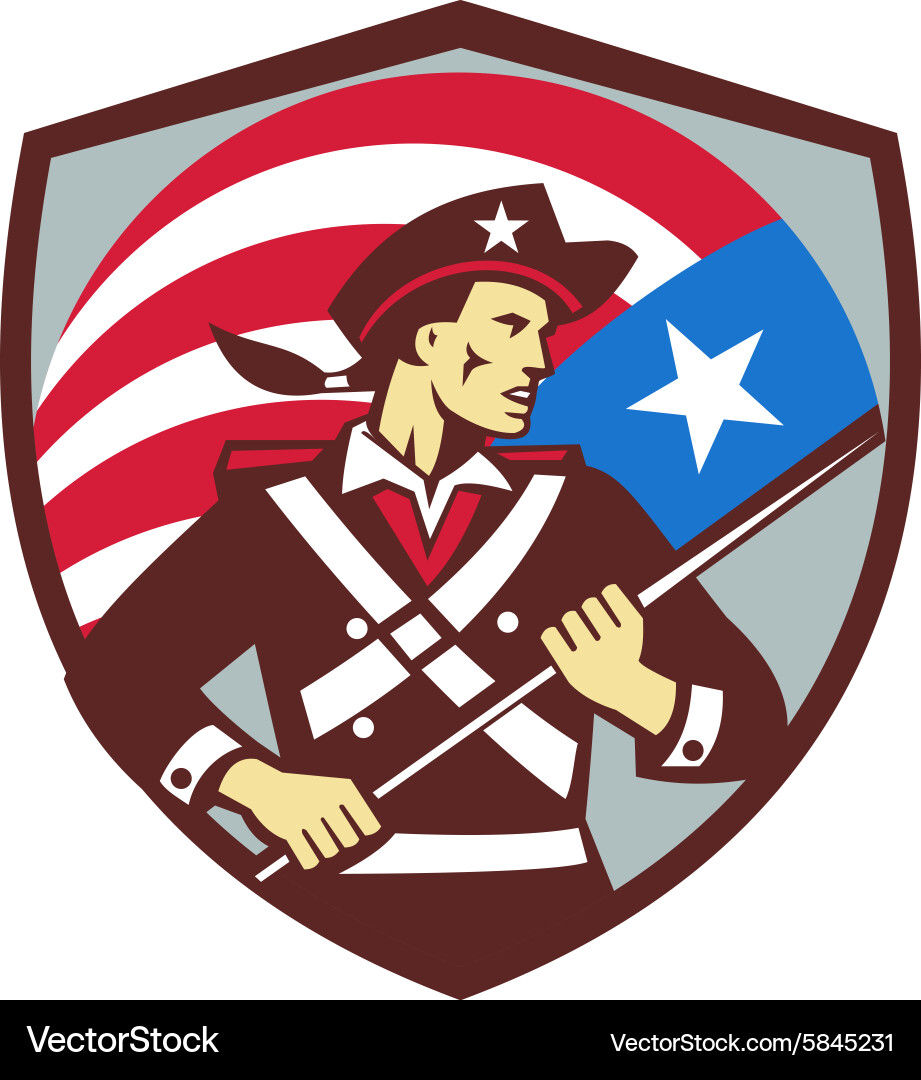 American Soldier Brandishing Flag Vector Image
