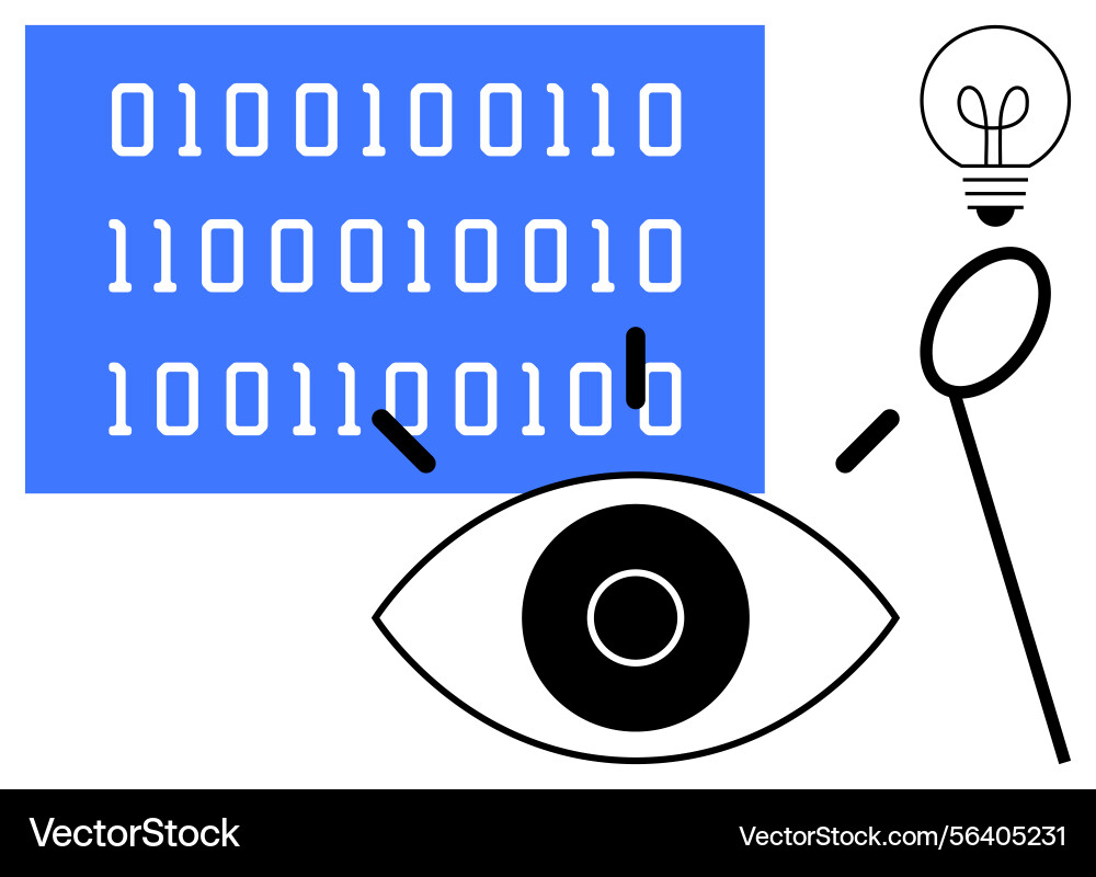 Augenanalyse Binärcode mit Glühbirne Augenanalyse Binärcode mit Glühbirne vektorbild