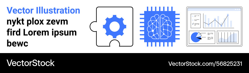 Collaboration of technology ai and data analysis Collaboration of technology ai and data analysis Vector Image