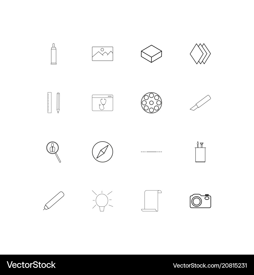 Creative process and design linear thin icons set Vector Image