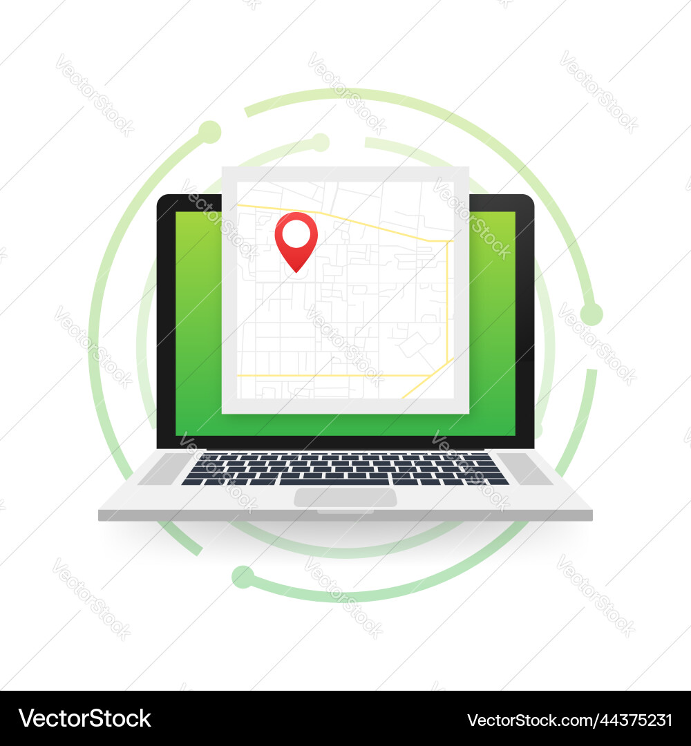 Gps navigator pointer on city map from place Gps navigator pointer on city map from place vector image