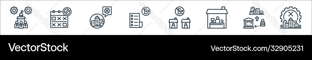 Lockdown line icons linear set quality Lockdown line icons linear set quality Vector Image