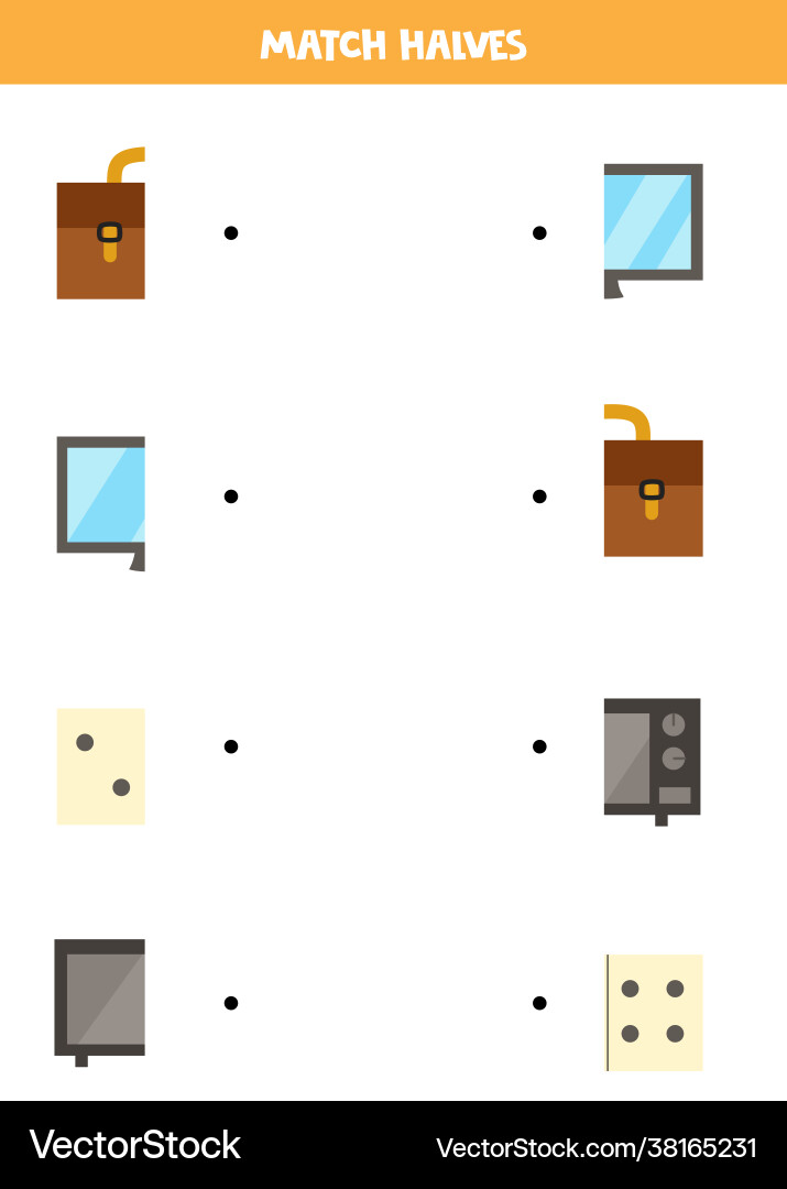 Match parts rectangular objects logical game Vector Image