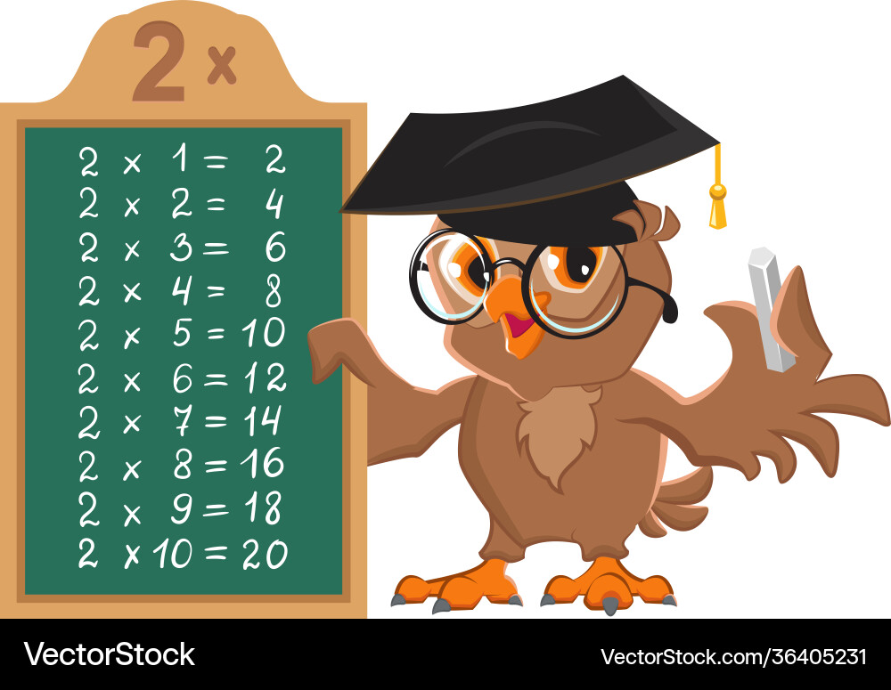 Math lesson multiplication table 2 numbers Vector Image