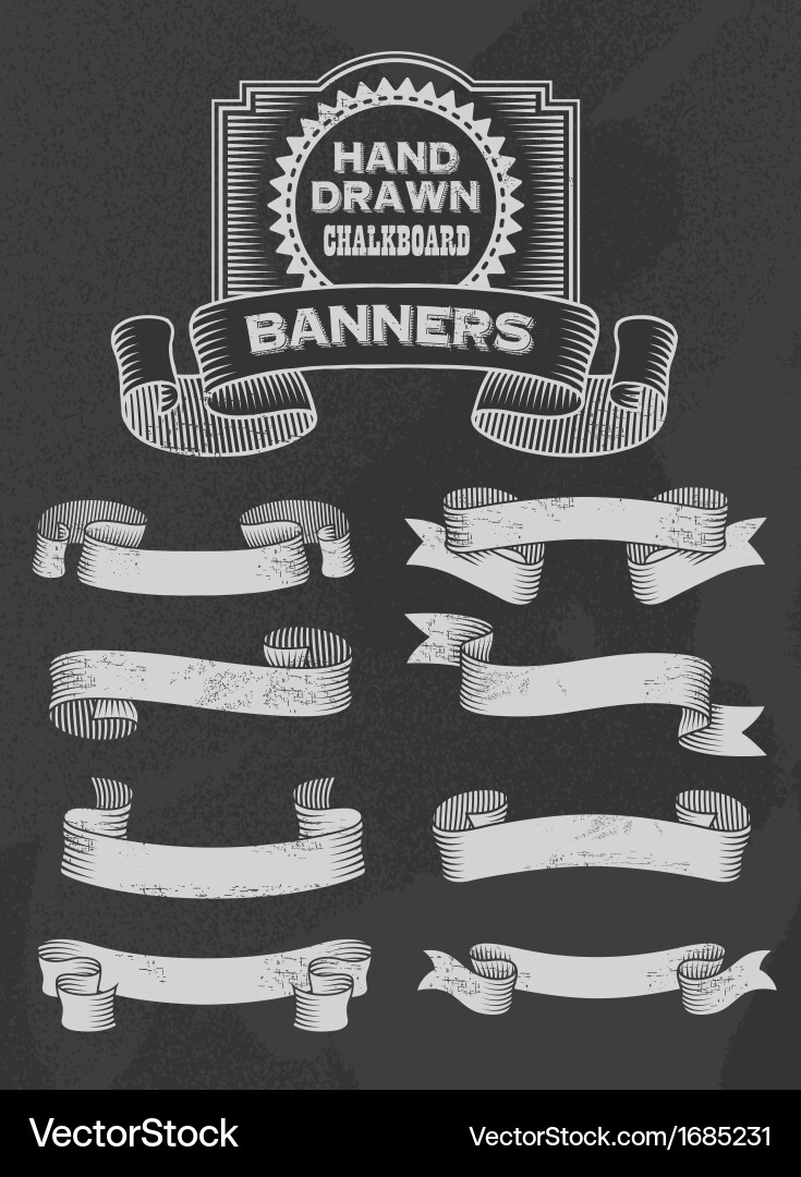 Retro Chalkboard Banners & Ribbons vector image