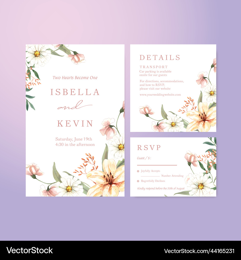 Romantic Floral Wedding Card Vector Image