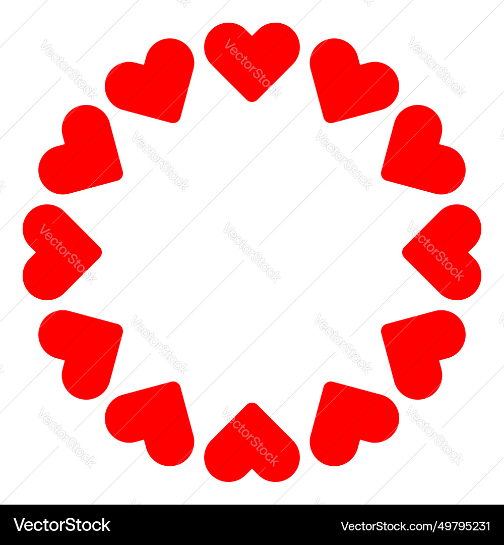 Round pattern of heart shape frame flat vector image