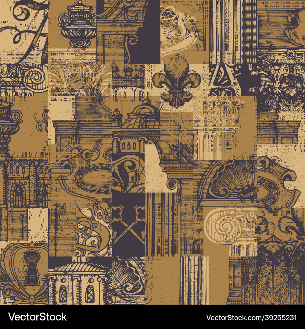 Seamless pattern on the theme of old architecture Seamless pattern on the theme of old architecture vector image