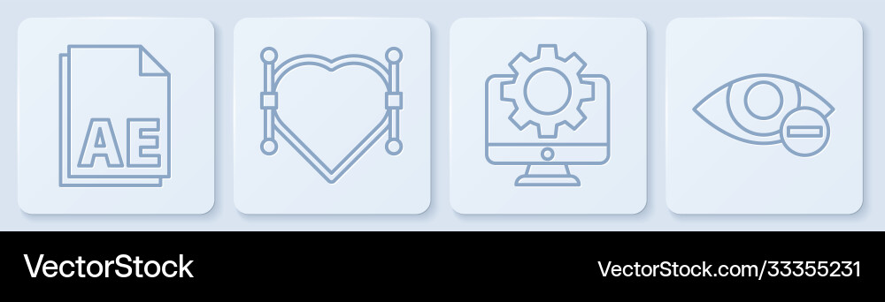 Set line ae file document computer monitor Vector Image