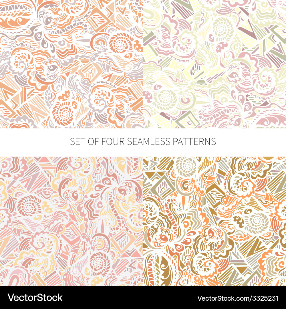 Set of four abstract seamless patterns vector image