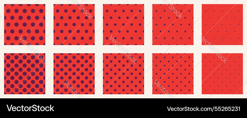 Set polka dots seamless pattern simple background Set polka dots seamless pattern simple background Vector Image