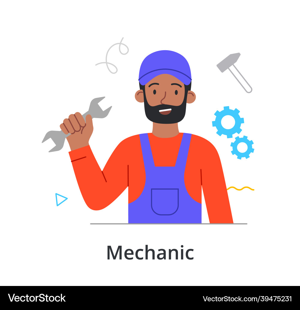 Smiling male character is enjoing working Smiling male character is enjoing working Vector Image