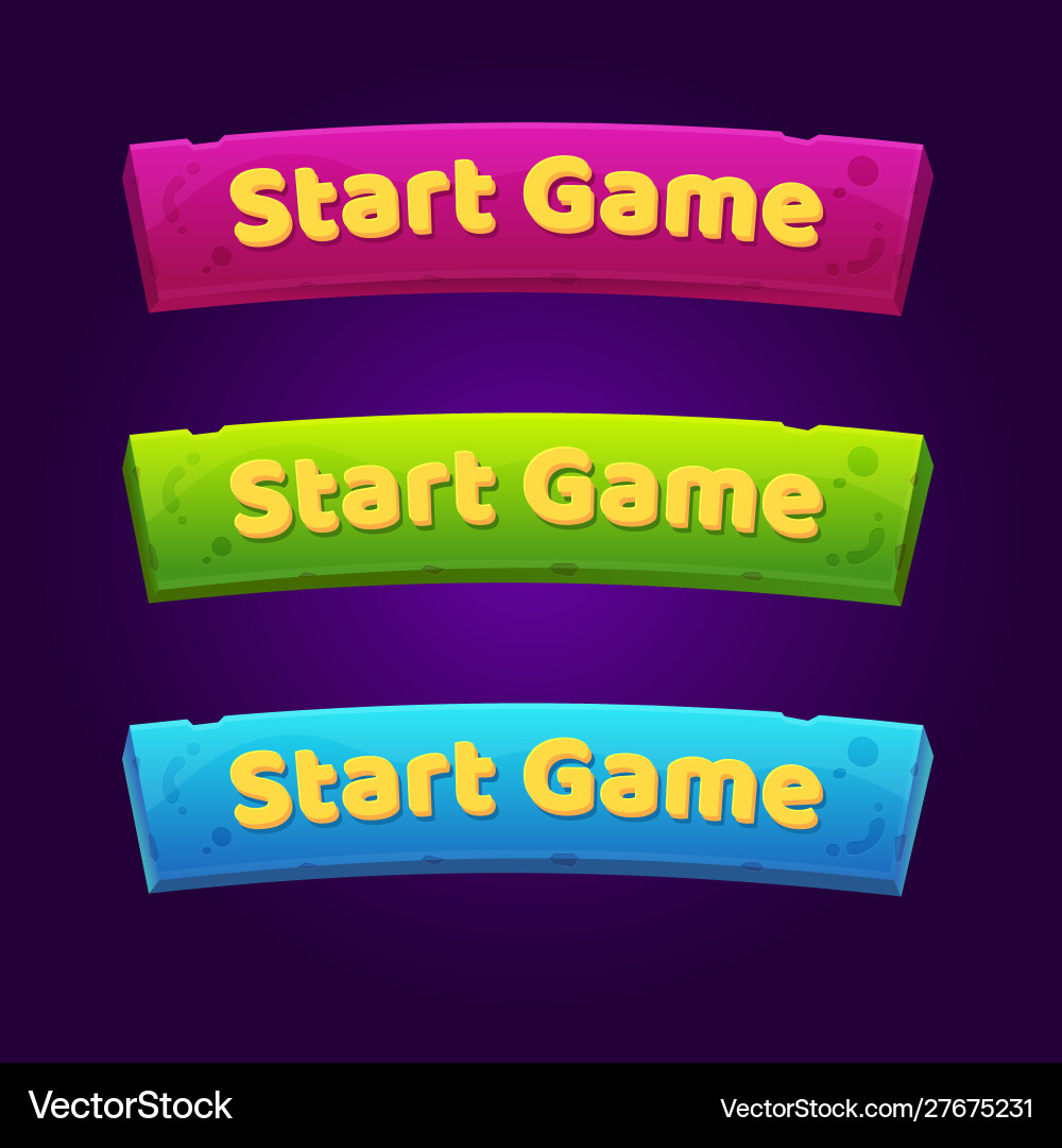 Start Game Arcade Buttons - Pixel Style vector image