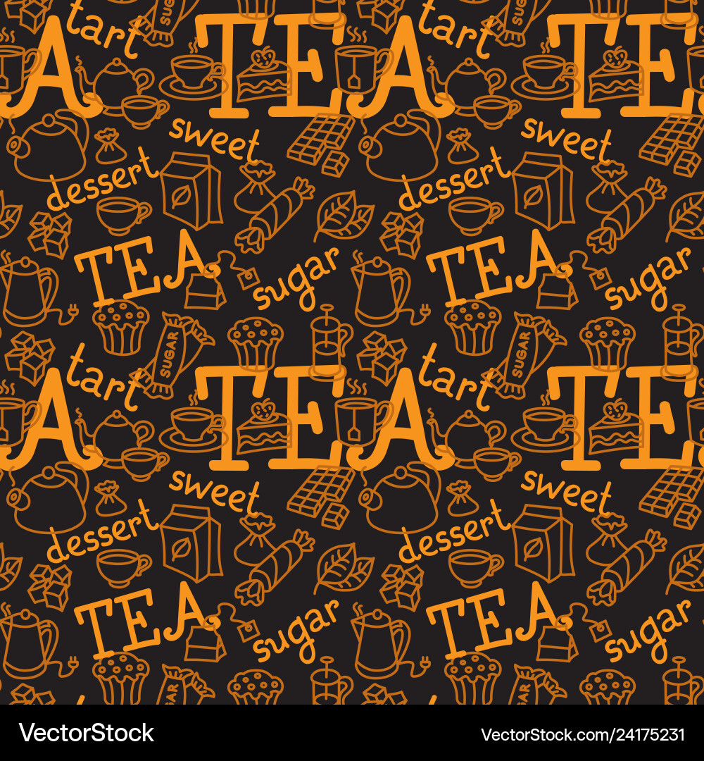 Tea seamless pattern Royalty Free Vector Image