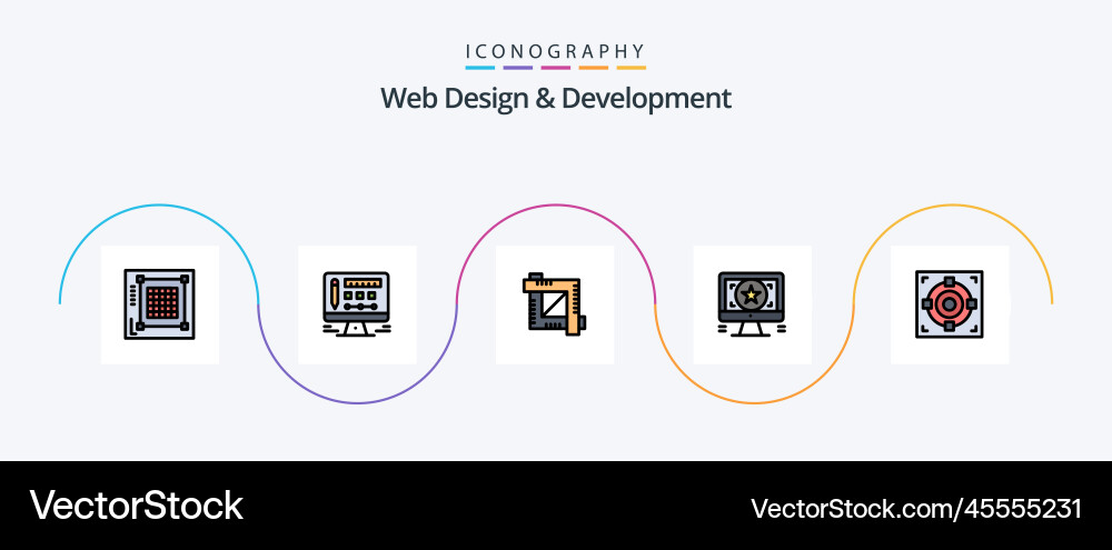 Web design and development line filled flat 5 Vector Image