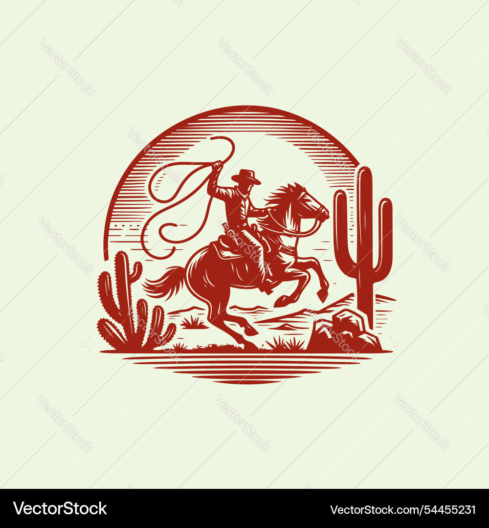 Western cowboy riding a galloping horse vector image
